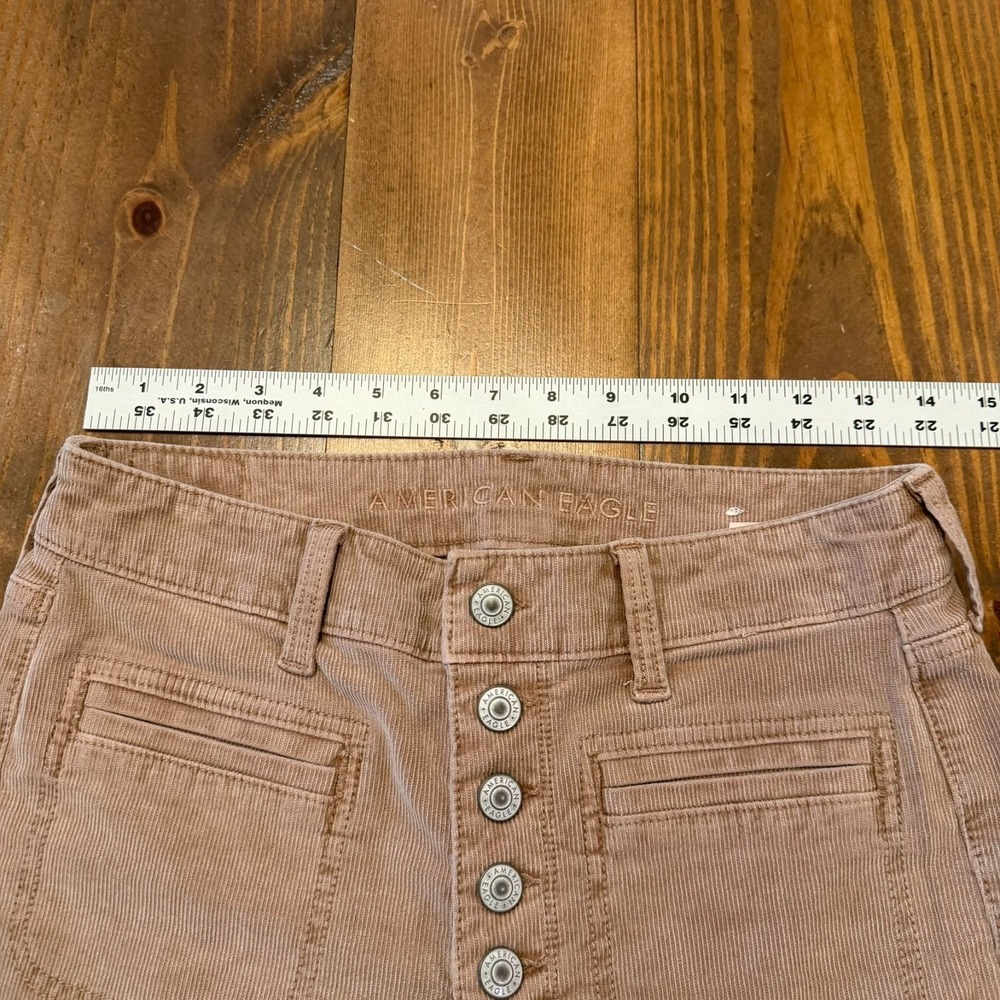 American Eagle Jeans Womens 6 Beige Corduroy Super High Rise Flare Stretch - Picture 5 of 9